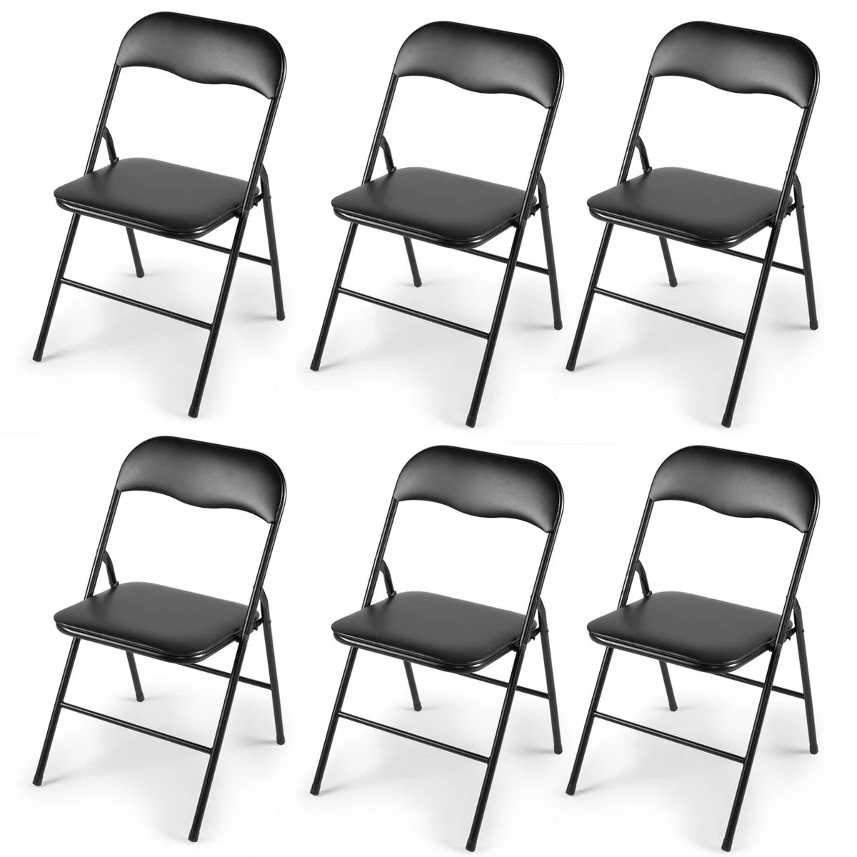 Ideal for Wedding  Backyard Events  Banquets  and Festivals - 6 Pack of Heavy-Duty Stackable Black Plastic Folding Party Chairs with 300 lbs Weight Capacity  Portable Indoor Outdoor Seati