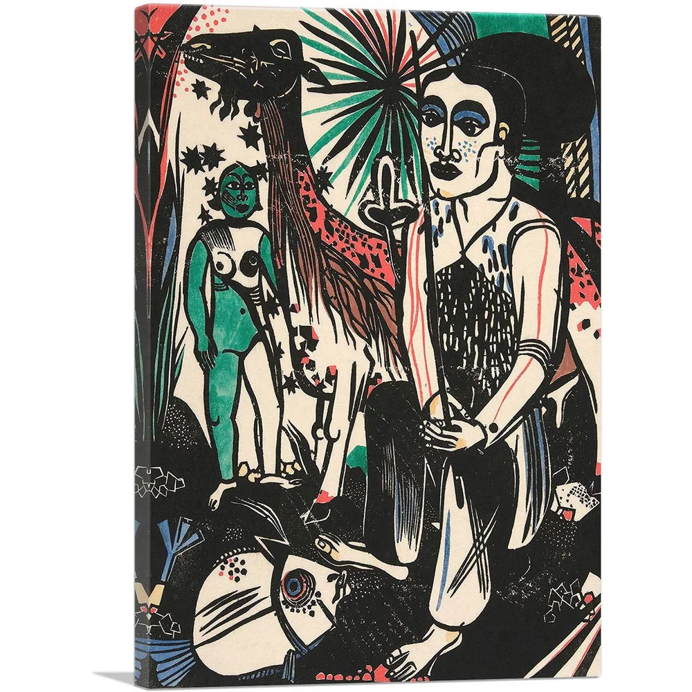 ARTCANVAS Shepherd With Large Goat 1920 Canvas Art Print by Heinrich Campendonk - Size: 26