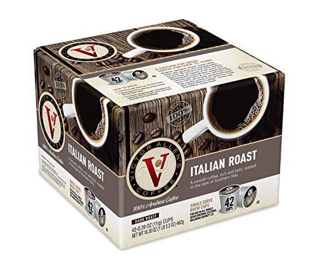 Victor Allen's Coffee Italian Roast, Dark Roast, 42 Count Single Serve Coffee Pods for Keurig K-Cup Brewers