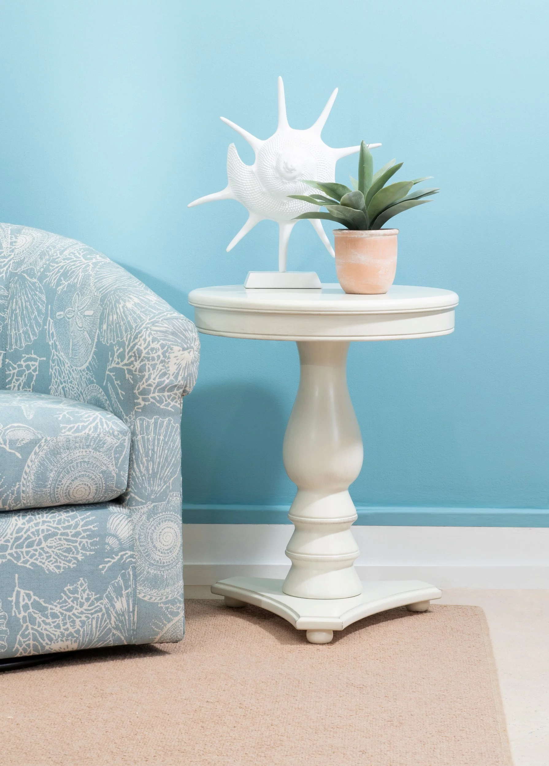 Powell Stanton Pedestal Accent Side Table, White