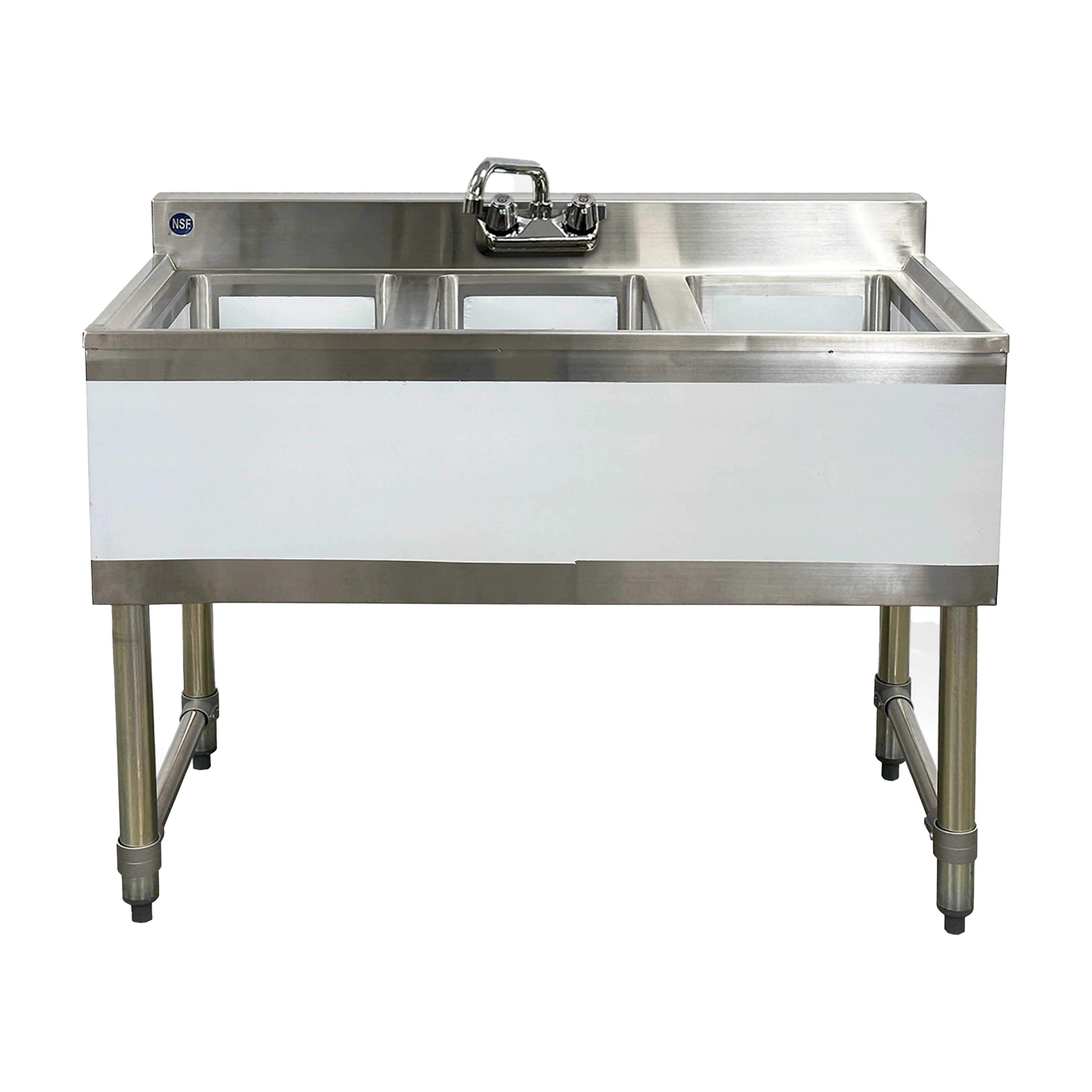 38 in. Commercial Three Compartment Bar Sink with Faucet 38''x18.6''x32.5''