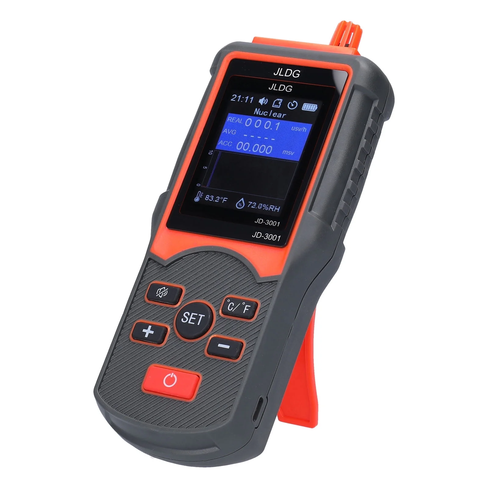 JD-3001 Multifunctional Geiger Counter and Electromagnetic Radiation Detector Temperature and Humidity Measurement Device with Data Export Function