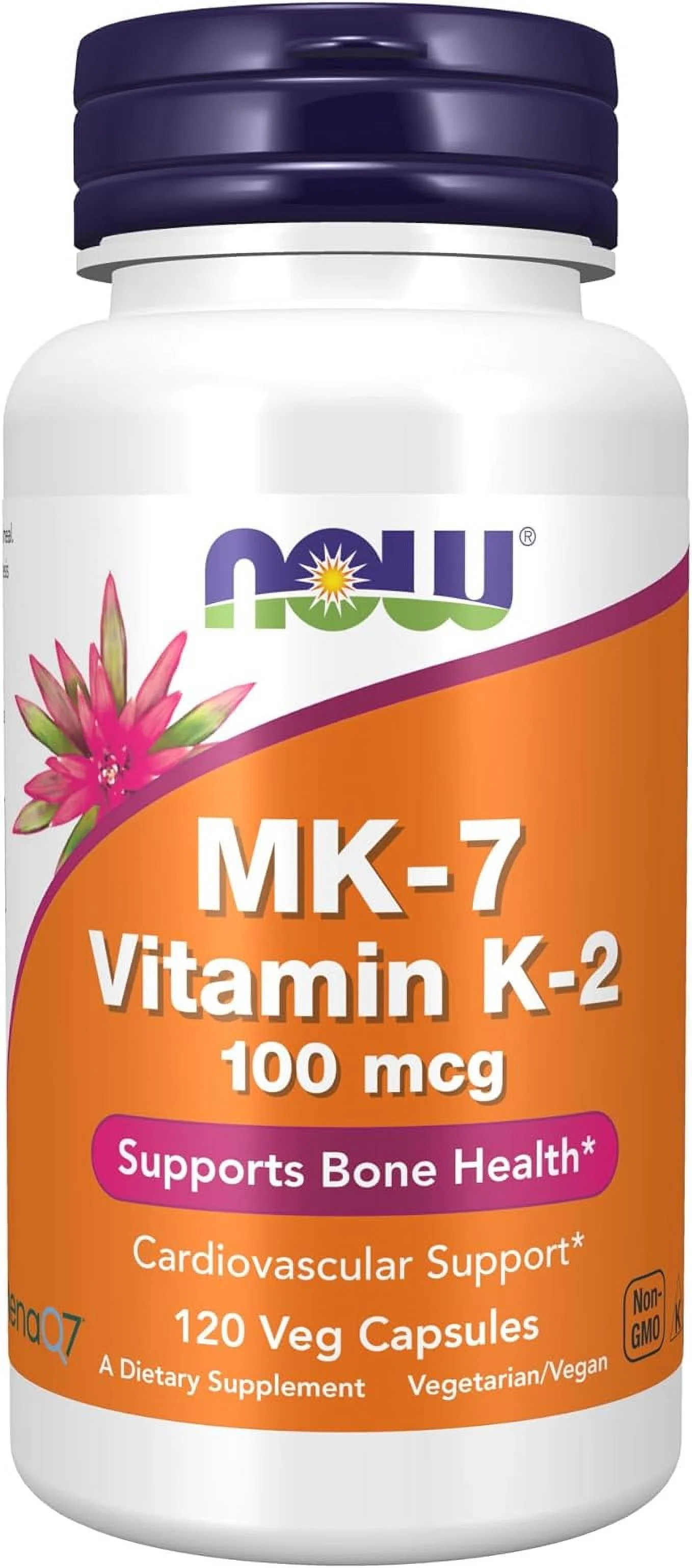 NOW Supplements, MK-7 Vitamin K-2 100 mcg, Cardiovascular Support*, Supports Bone Health*, 120 Veg Capsules