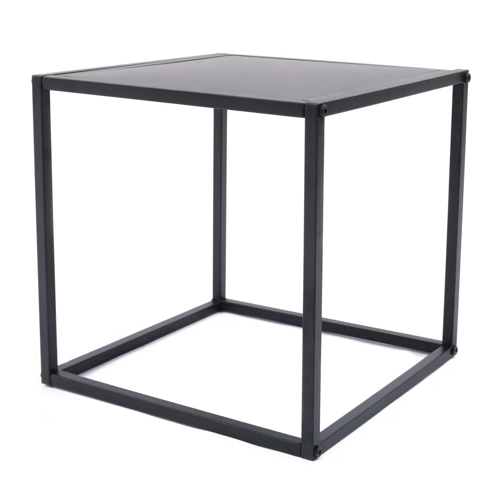 Miumaeov 2pcs Modern End Side Table Metal Coffee Table Square Tray Stand Bedroom Nightstand Black