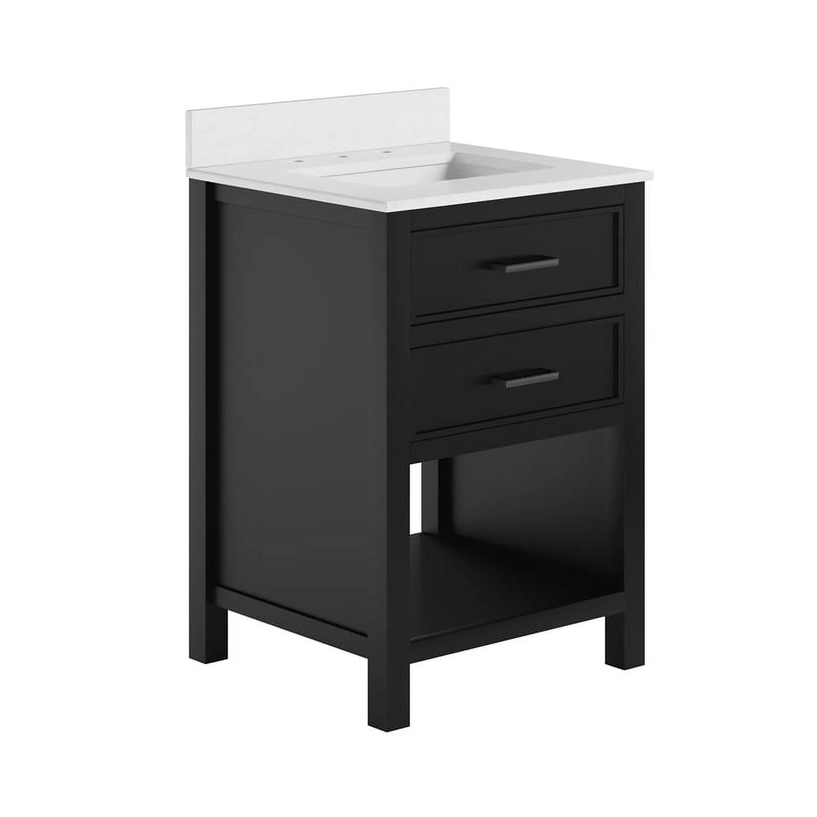 DHP Missouri 24 Inch Bathroom Vanity with Modern Carrera Countertop in Black