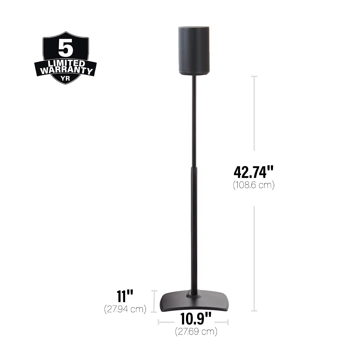 Sanus Height-Adjustable Speaker Stands for Sonos Era 100 - Pair (Black)