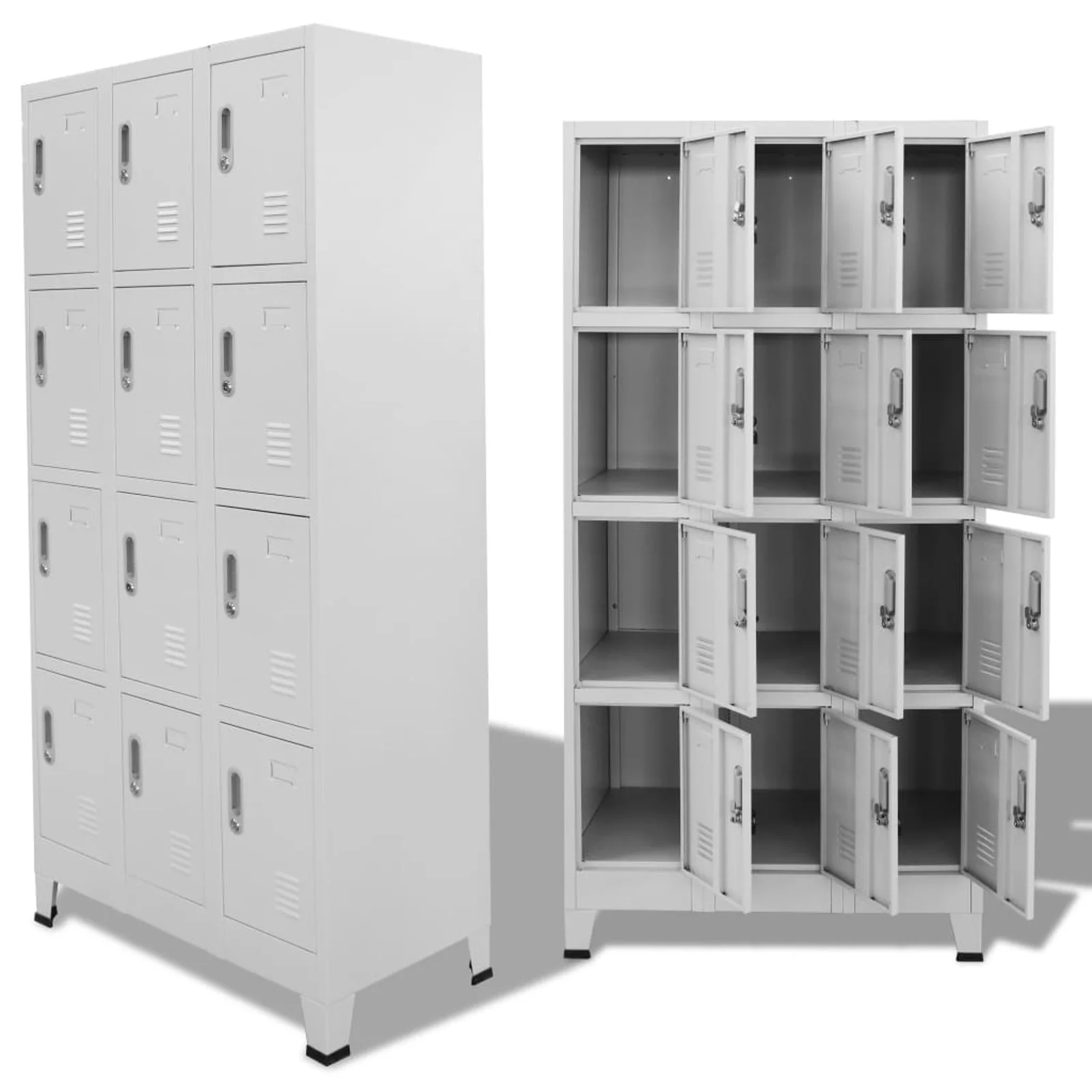 Dcenta Locker Cabinet with 12 Storage Compartments and Lockable Door Metal File Office Cabinet for Company Changing Room,  Room, School Gray 35.4 x 17.7 x 70.9 Inches (W x D x H)