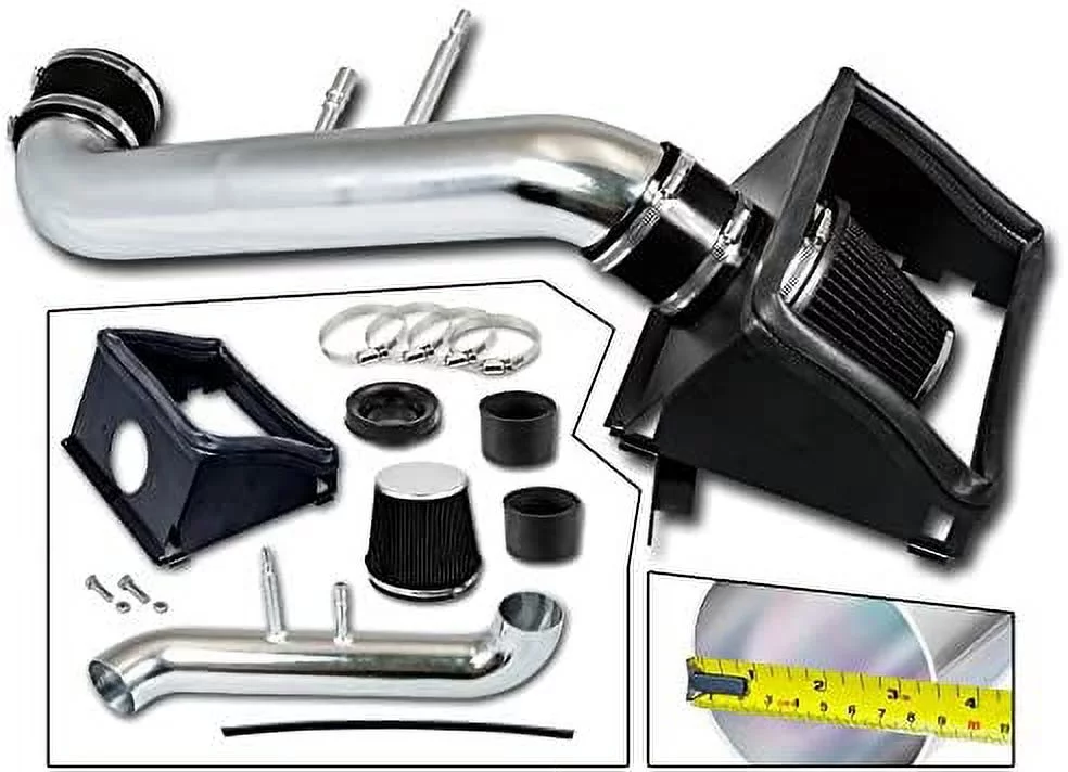 Cold Air Intake System with Heat Shield Kit + Filter Combo BLACK Compatible For 15-19 Compatible Ford F150 5.0L V8