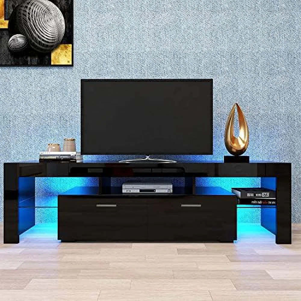 TQJKLFDY LED TV Stand for 65 inch TVs  High Gloss Entertainment Center with  Drawer  Media Console Table Television Stands Cabinet Desk