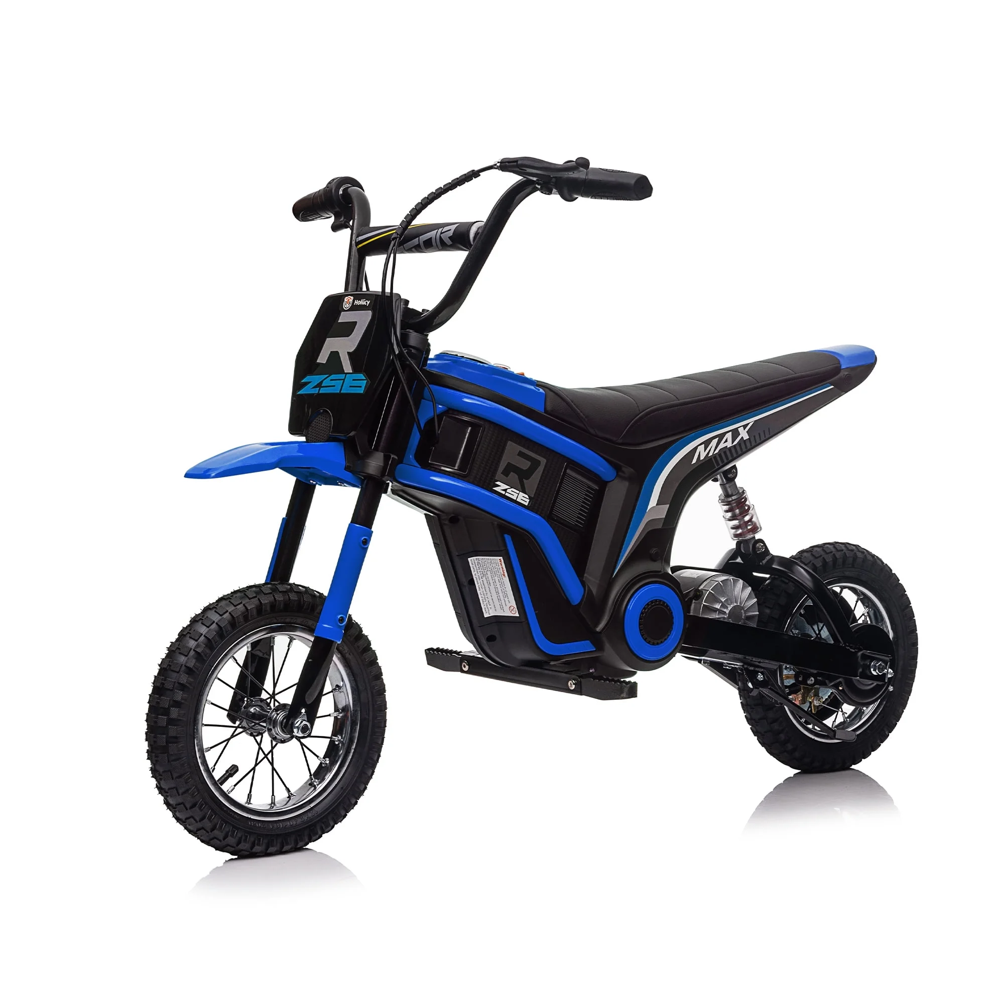 BISHE 24V Kids Ride On Motorcycle, Electric Car for Kids 8-12, Speeds up to 14.29MPH, Dual Suspension, Hand-Operated Dual Brakes, Twist Grip Throttle, Blue