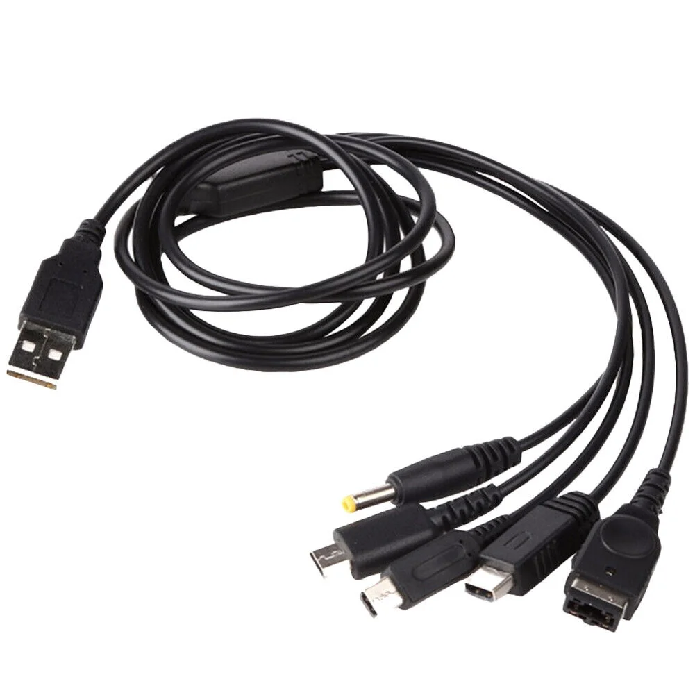US 2-4Pc 5-in-1 USB Cable Nintendo 3DS, GBA SP, DS, DS Lite, DSi, 3DS XL, 2DS XL