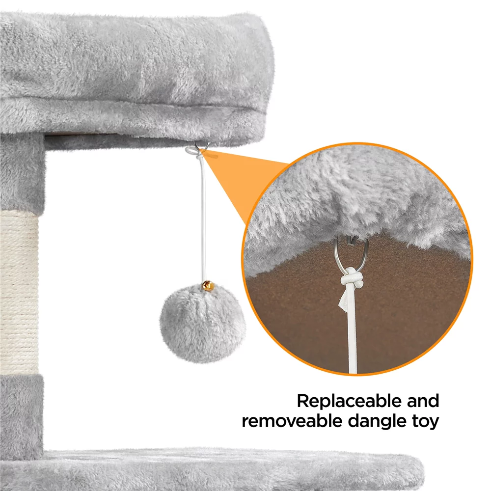 Topeakmart 53.5-in Cat Tree & Condo Scratching Post Tower with Dangling Ball and Ramp, Light Gray