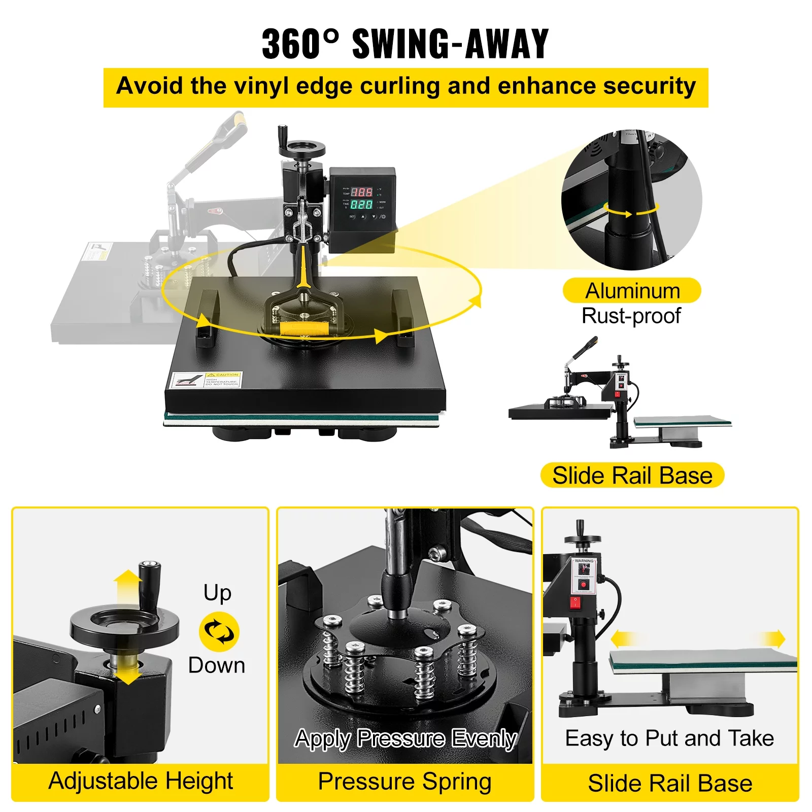 BENTISM Heat Press Machine 2In1 10x12in Sublimation Print Transfer DIY T-shirt Cap