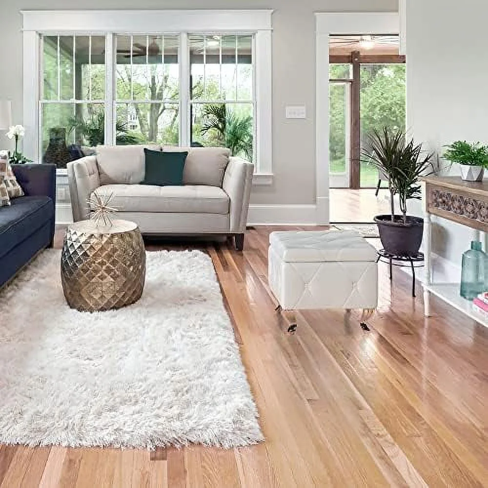 CHYTRE Ottoman  23'' Upholstered Silver Faux Leather Ottoman with Crystal Tufted Button  Flip Top Foot  Bench for Bedroom End of Bed  Living Room