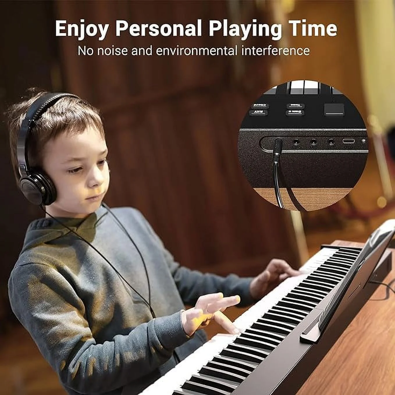 Open Box Ingbelle 88-Key Digital Piano Keyboard Bluetooth Foldable Electric Piano - BLACK