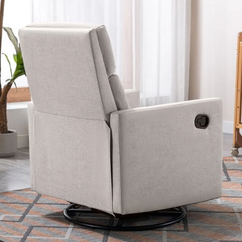 ZJbiubiuHome Modern Upholstered Rocker Nursery Chair Plush Seating Glider Swivel Recliner Chair  Beige