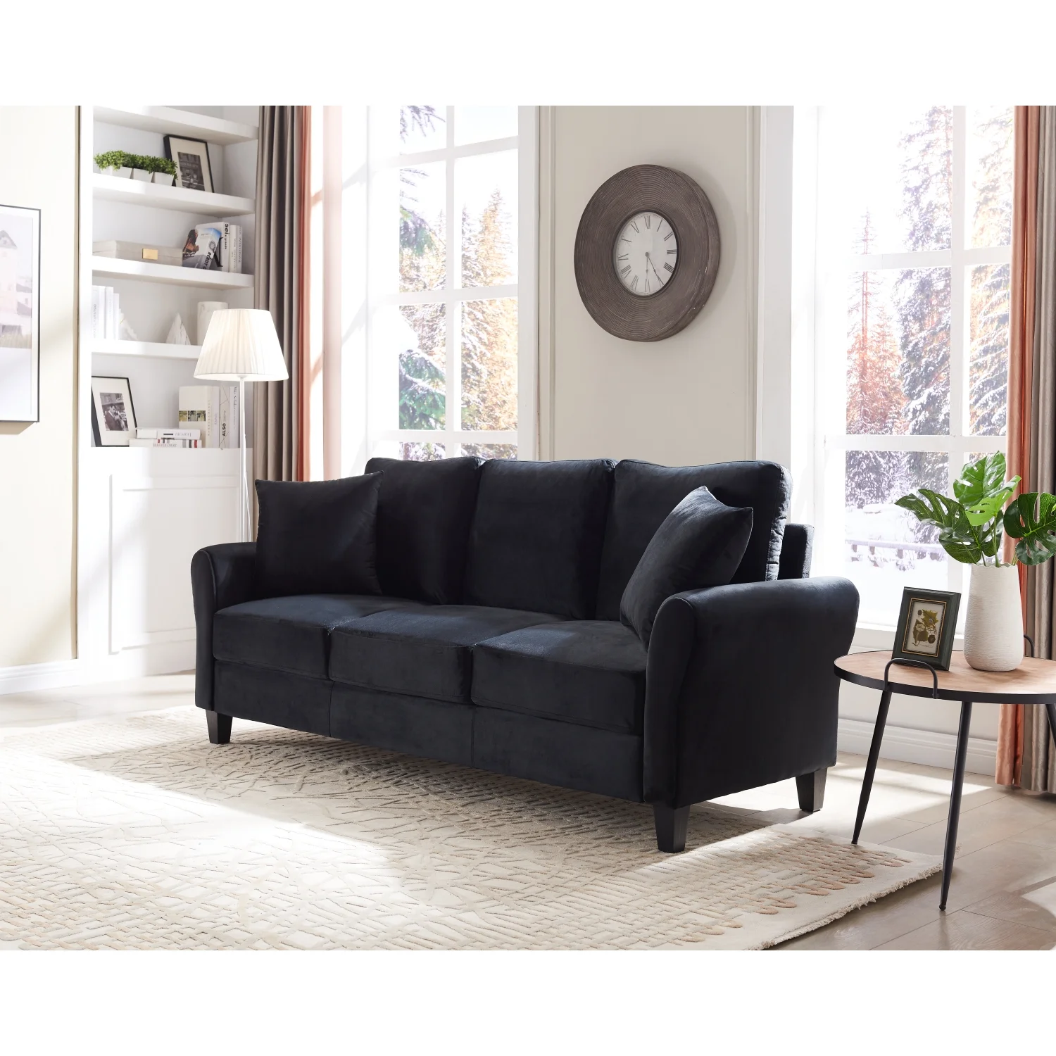 DeeHome [video] Modern Velvet Couch with 2 Pillow, 78 Inch Width Living Room Furniture, 3 Seater Sofa with Plastic Legs