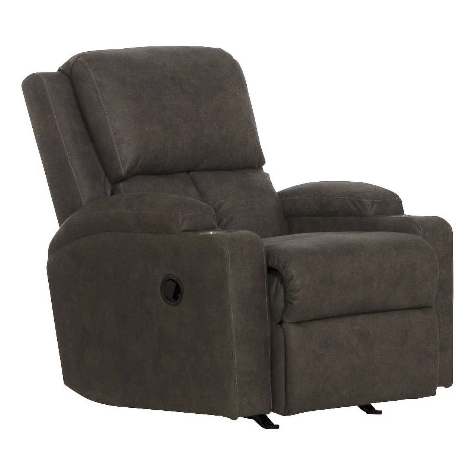 Bowery Hill Rocker Recliner with Two Cupholders in Gray Polyester Fabric