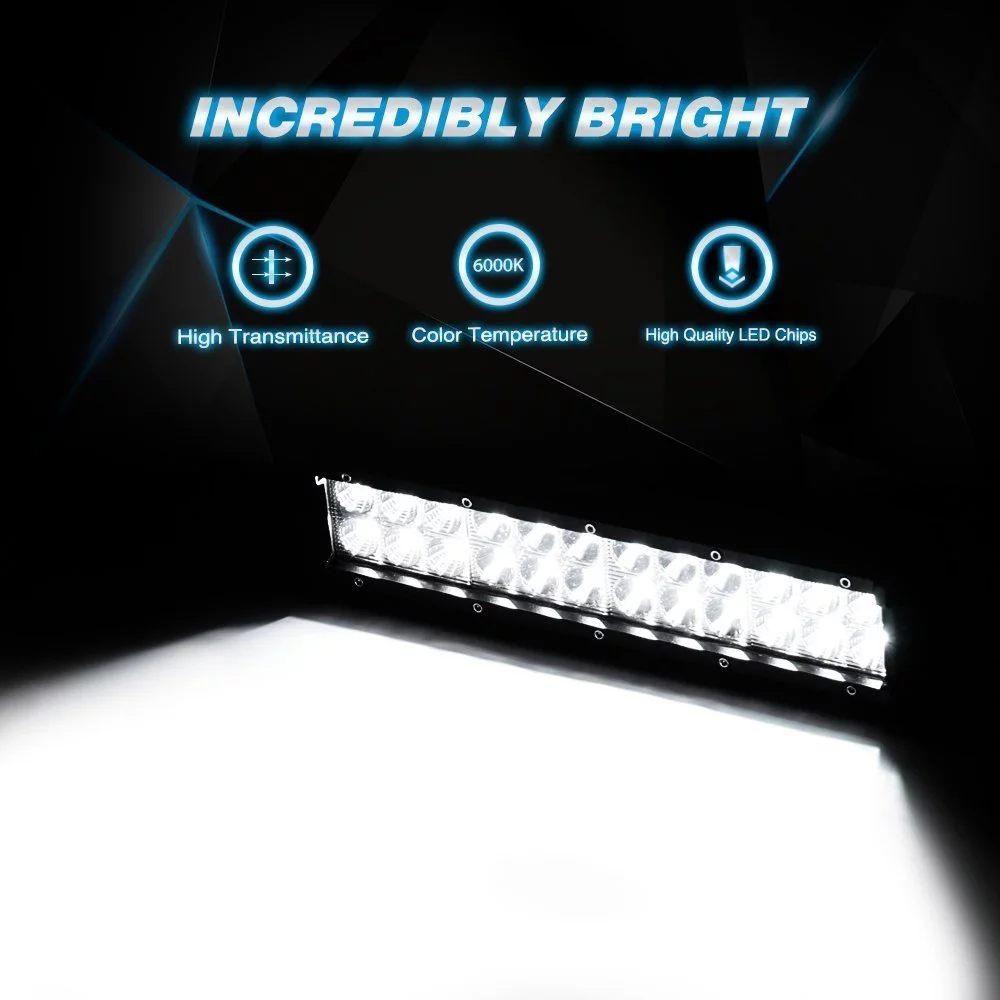 Nilight ZH007 LED Light Bar 12 Inch 72W Spot Flood Combo with Off Road Wiring Harness, 2 Years Warranty