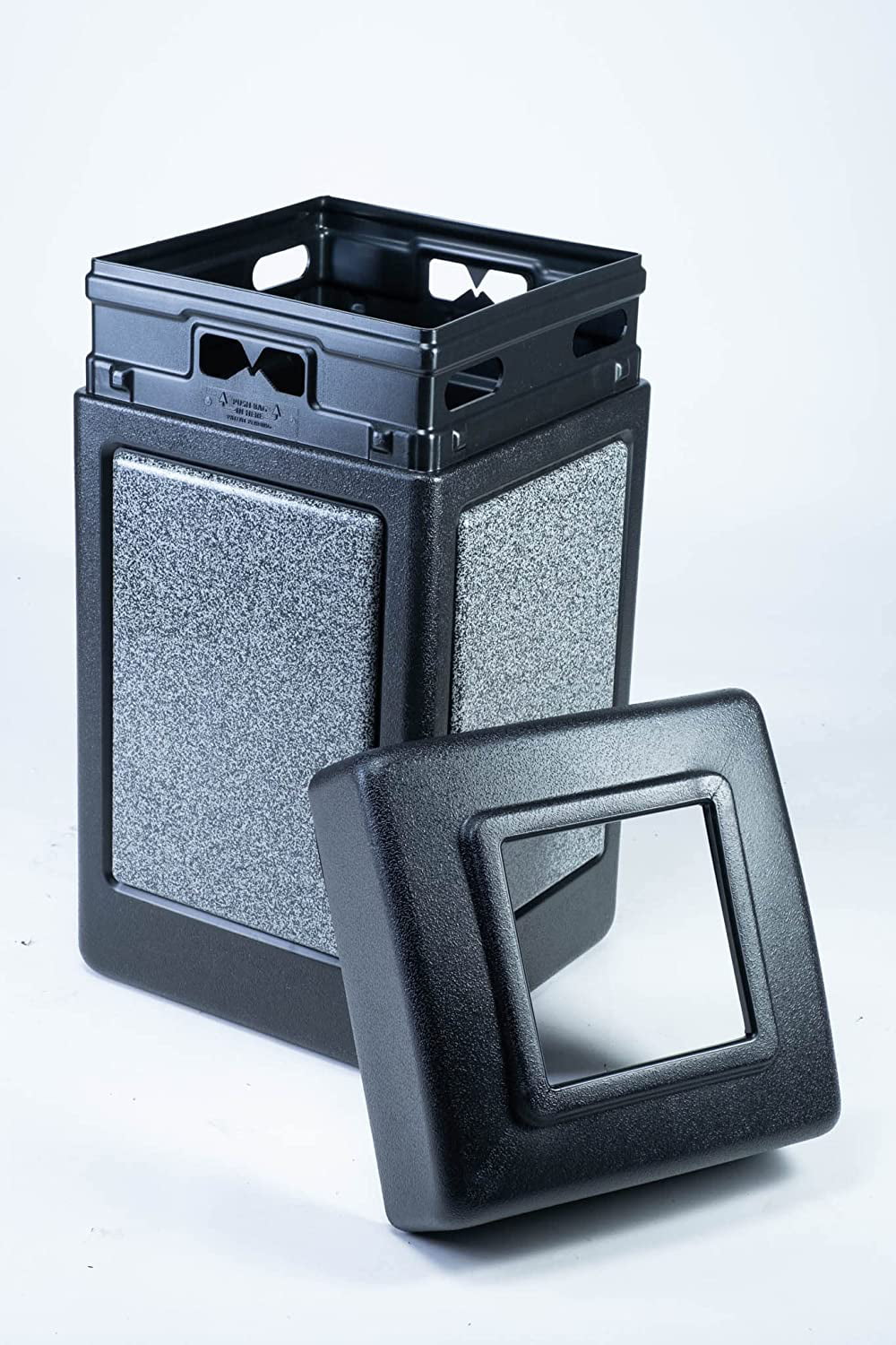 Commercial Zone Products 42gal Square StoneTec Trash Can Black with Pepperstone Panels (720313)