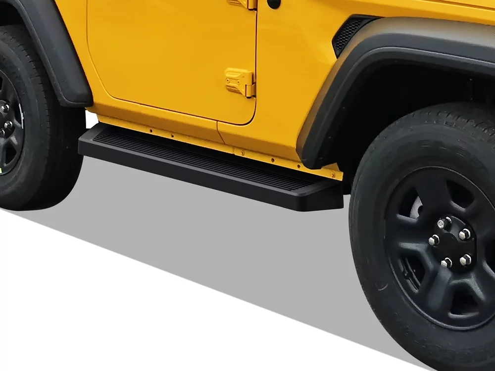 APS iBoard Black Running Boards Style Compatible with Jeep Wrangler JL 2018-2023 2-Door (Factory sidesteps or rock rails have to be removed) (Nerf Bars Side Steps Side Bars)
