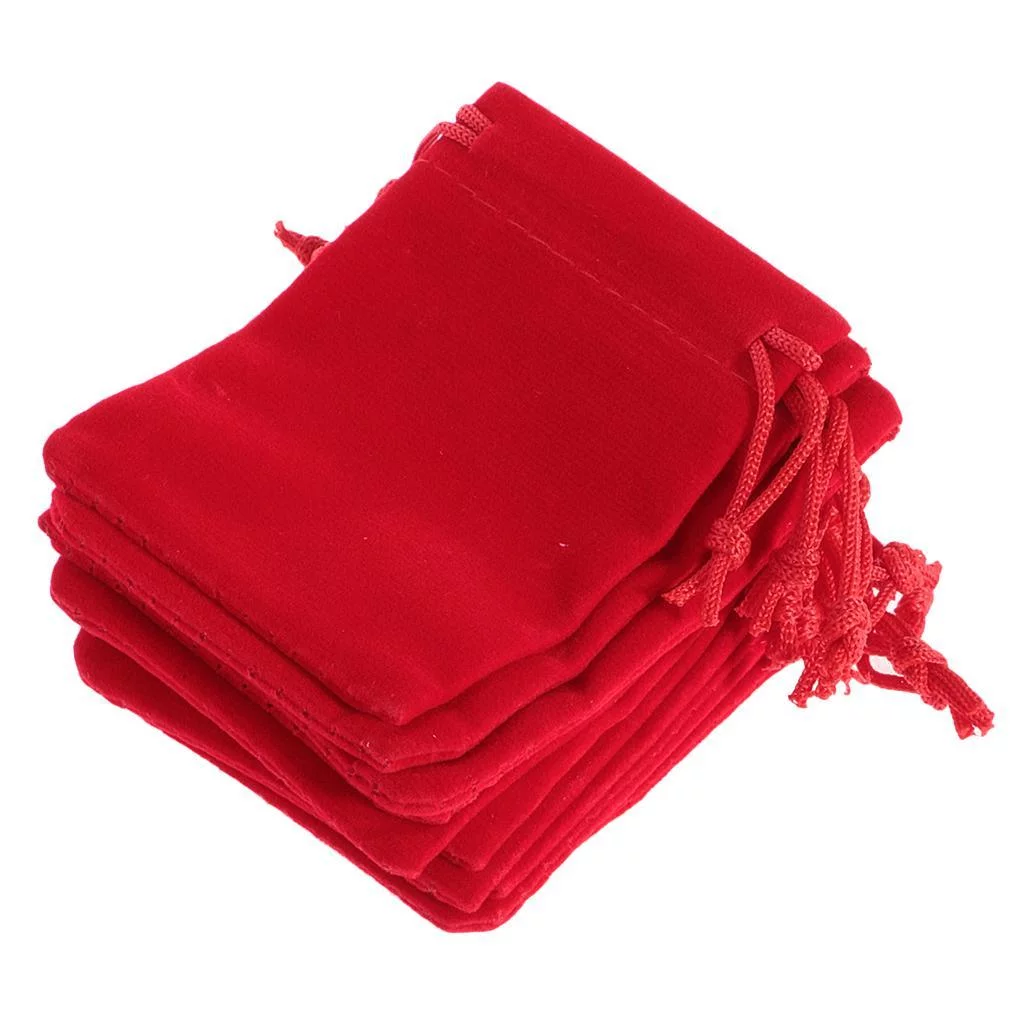 Abbraccia 6x10 pieces Velvet Bags Wedding Party Gift Drawstring Jewelry Pouches Red