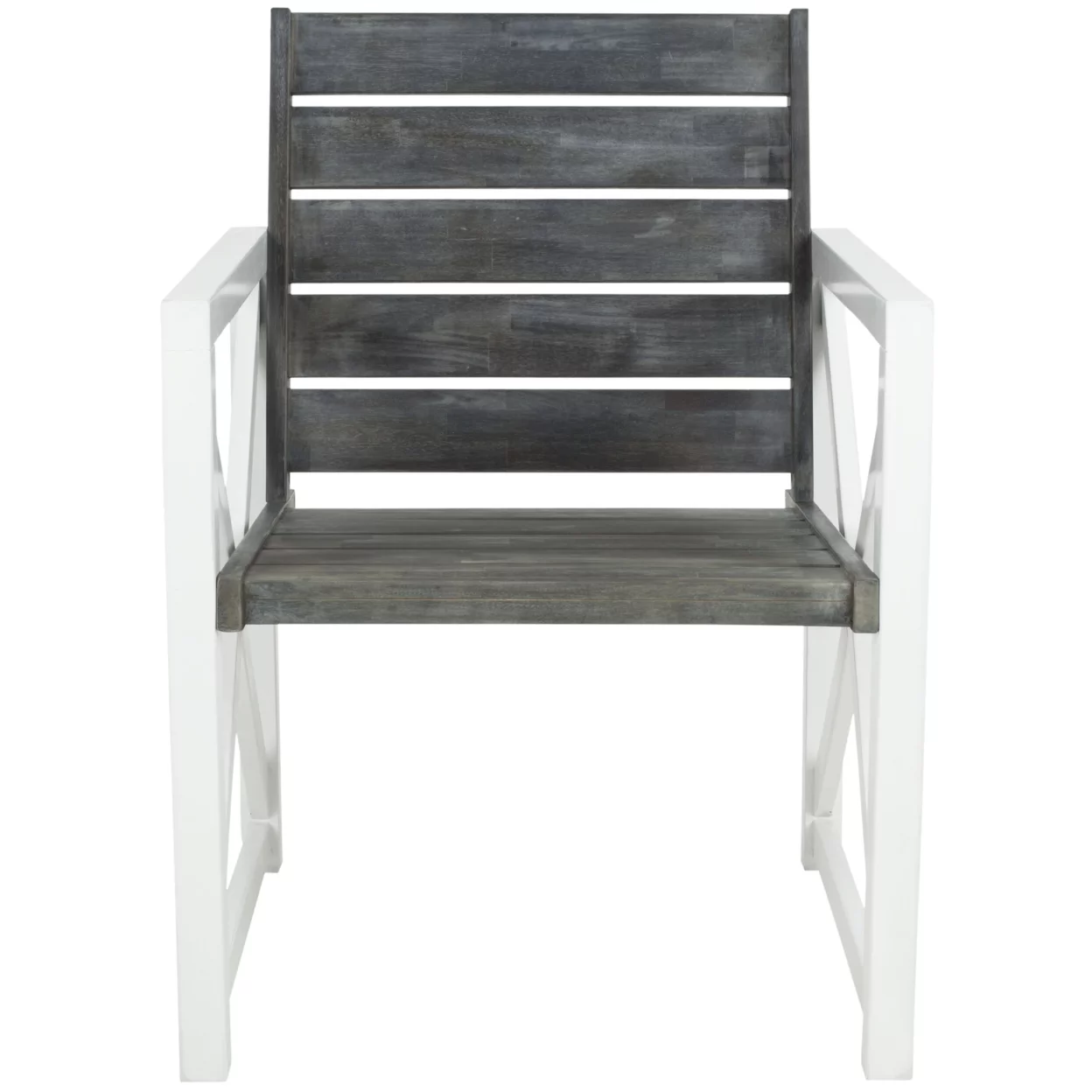 SAFAVIEH Outdoor Collection Irina Arm Chair White/Ash Grey