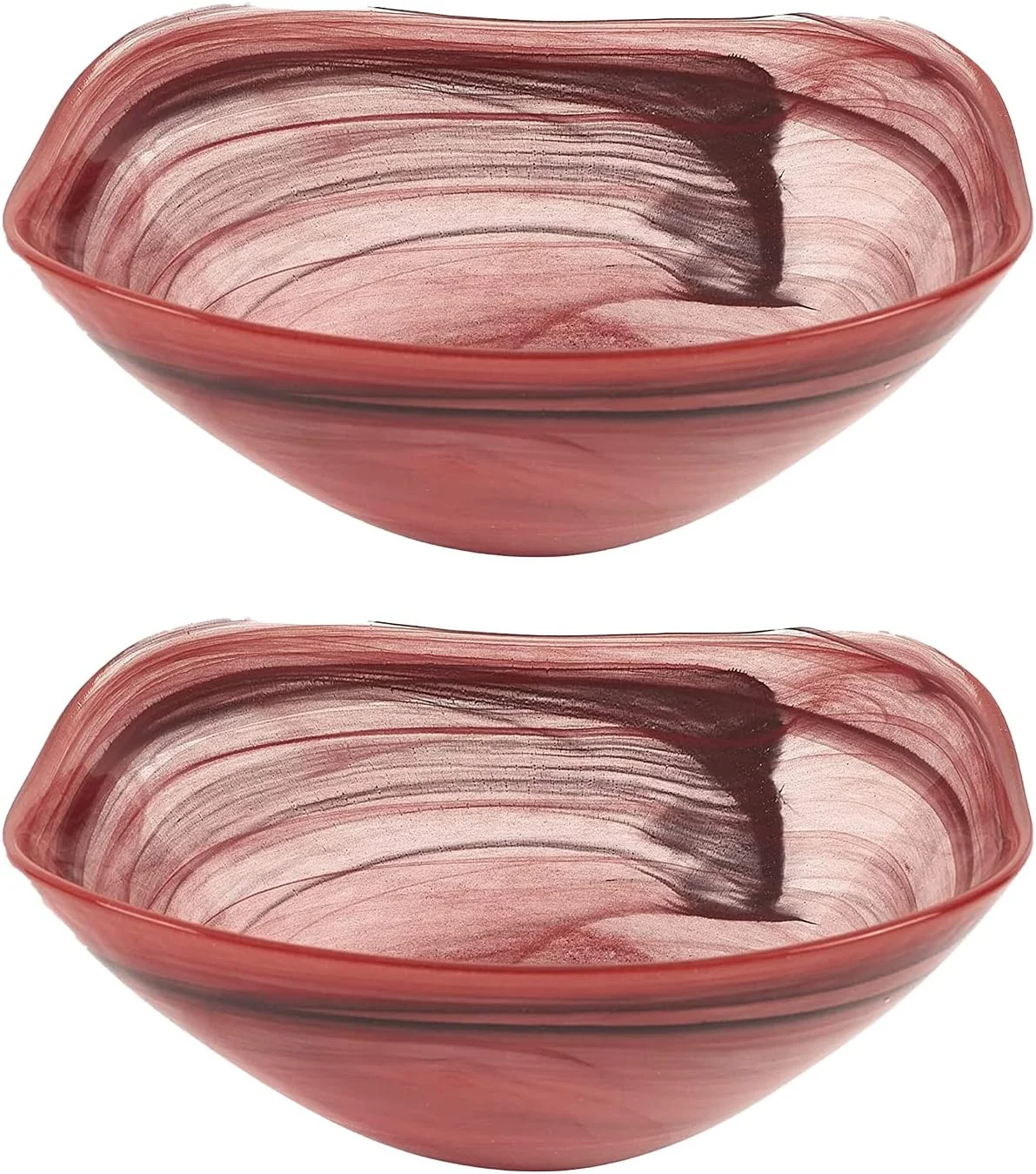 Pair Of Terracotta Alabaster Square Glass 6