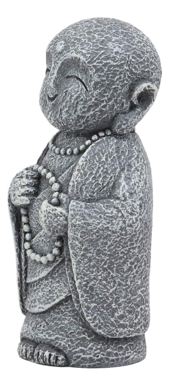 Japanese Happy Jizo Monk With Prayer Beads Mini Statue 5
