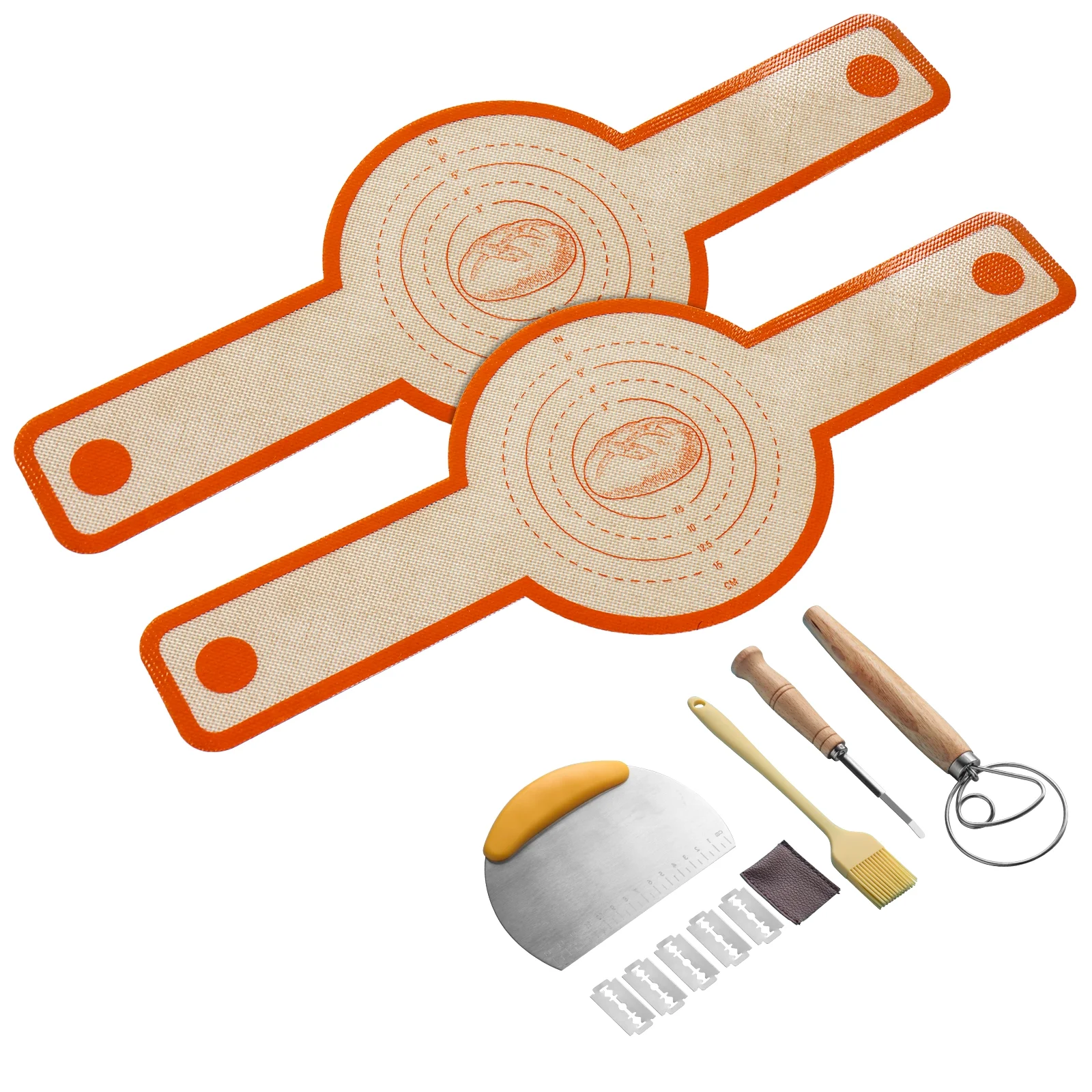 (5 Pcs) Sourdough Bread Baking Supplies Kit,Sourdough Starter Kit Including Silicone Bread Sling,Dough Scraper Basting,Dough Whisk,Basting Brush and Others