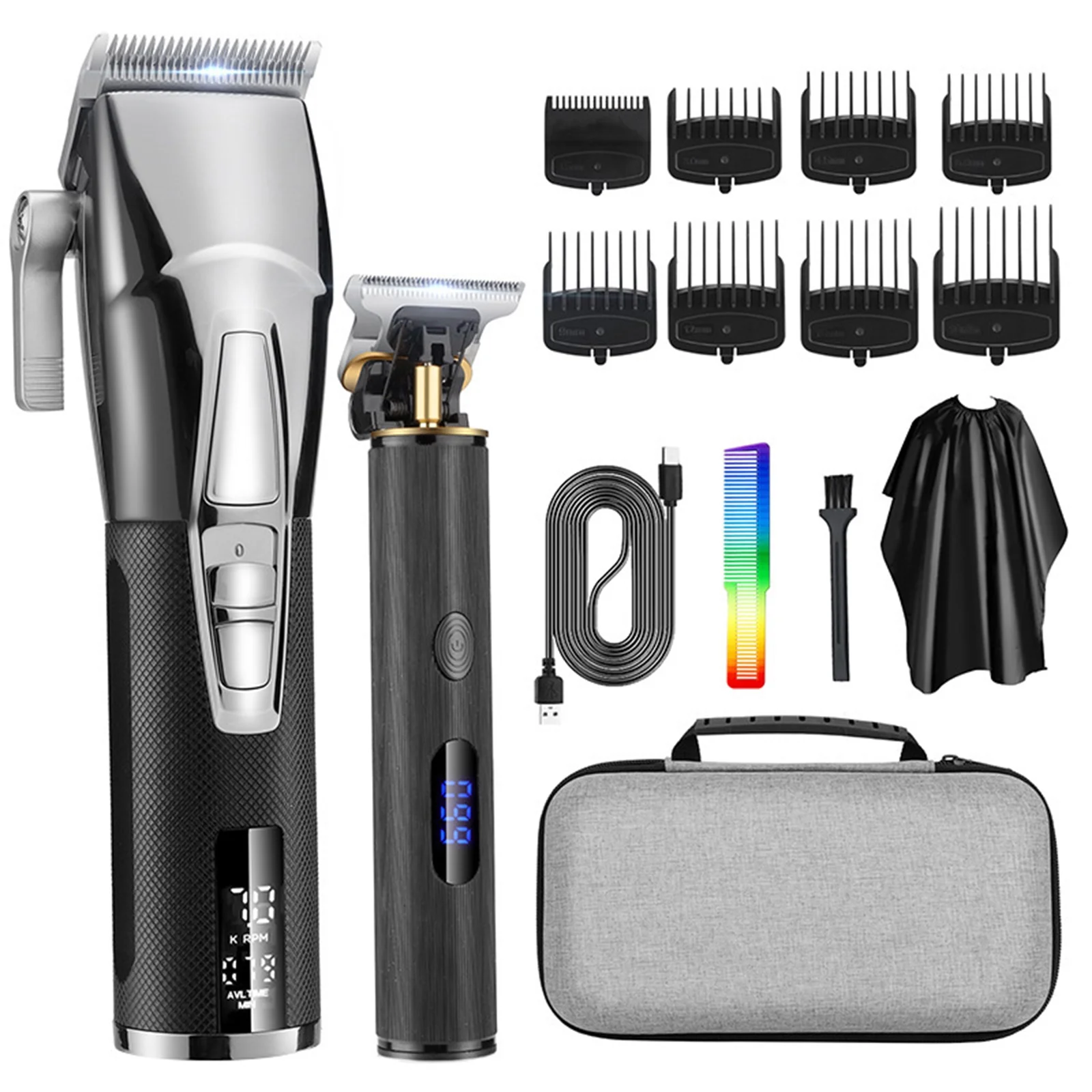 Hair clippers,Haircut Set Barber Hair Kit Leds Display Built-in Men Professional Hair Clippers Led Display Built-in Reable Cell Eryue Clippers Dazzduo Clippers Set With Display Eryue Clippers