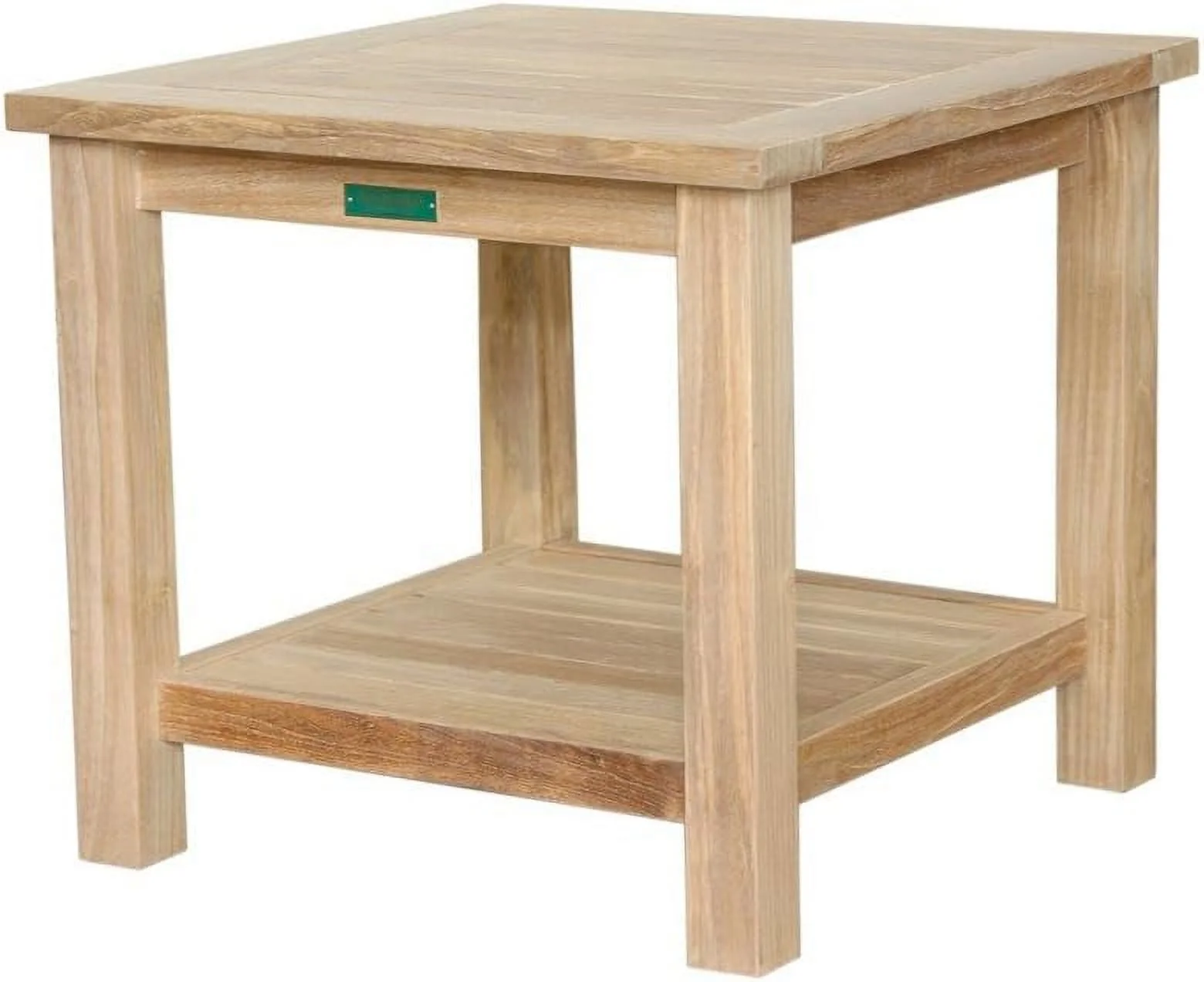 Square 2-Tier Side Table, 22-Inch,Natural Teak Light Golden,TB-222S