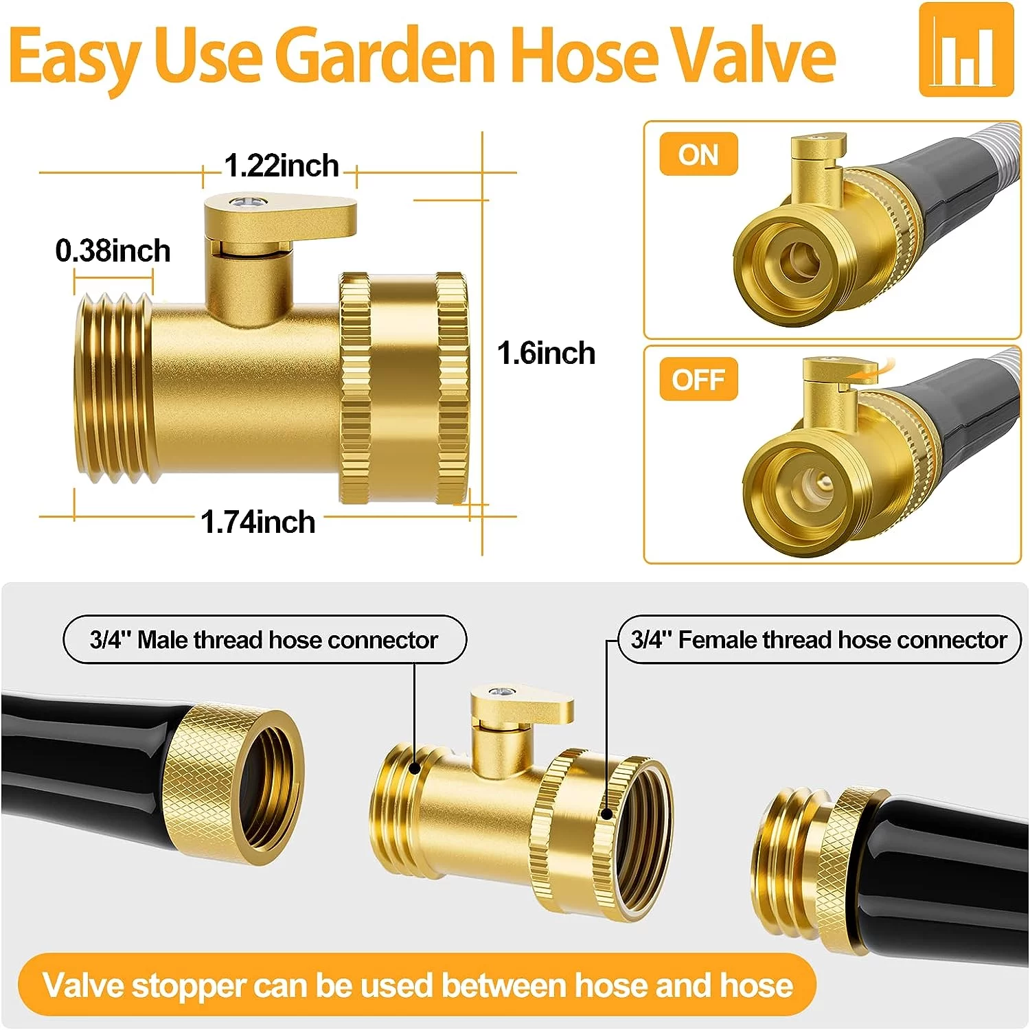 SPECILITE 304 Stainless Steel 75 FT Expandable Garden Hose, Collapsible Lightweight Flexible Water Hose with Solid Brass Fittings, Kink Free Expanding Gardening Pipe