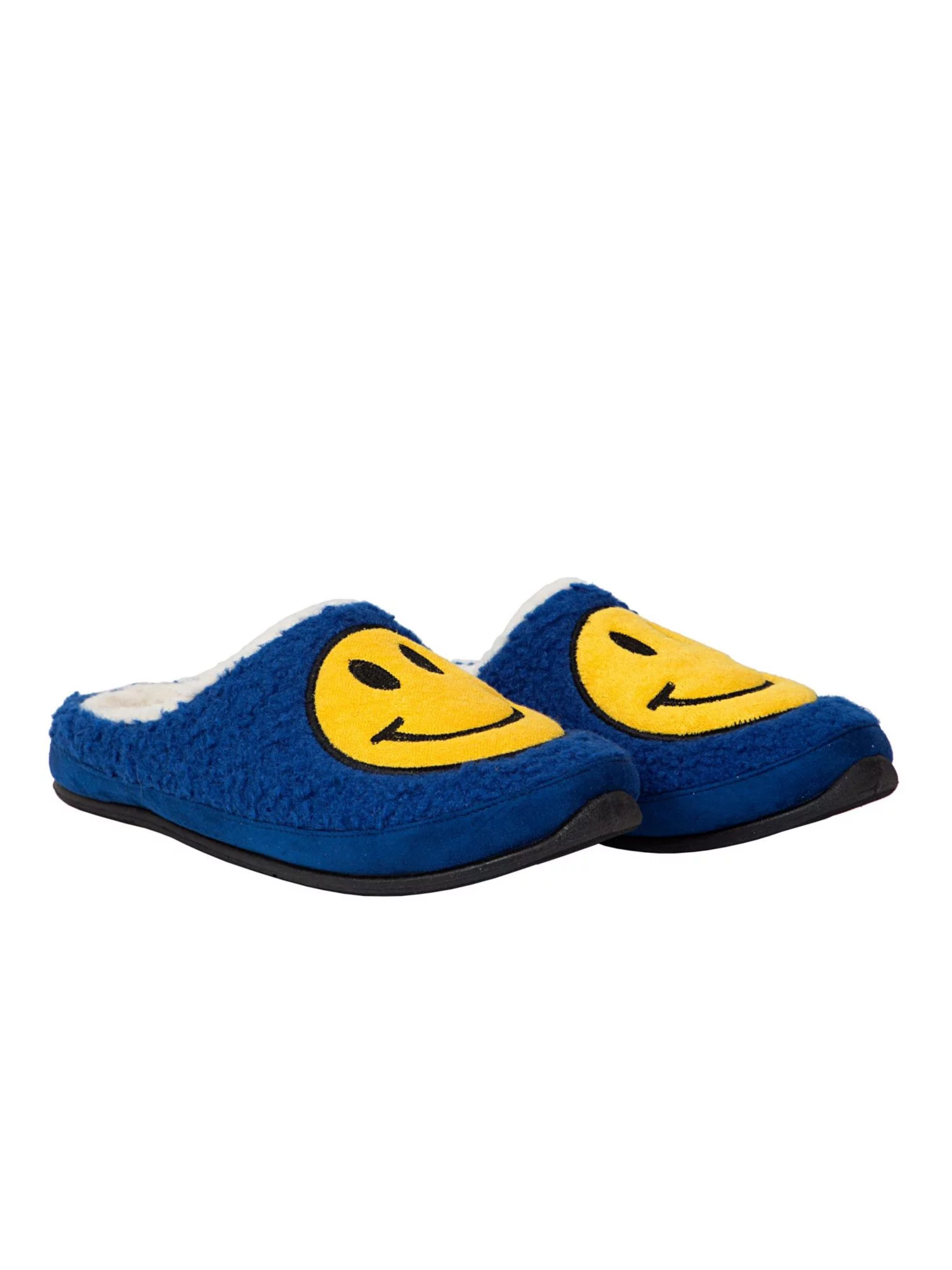 DEER STAGS SLIPPEROOZ Mens Blue Smiley Face Cushioned Round Toe Slip On Slippers Shoes 13 M