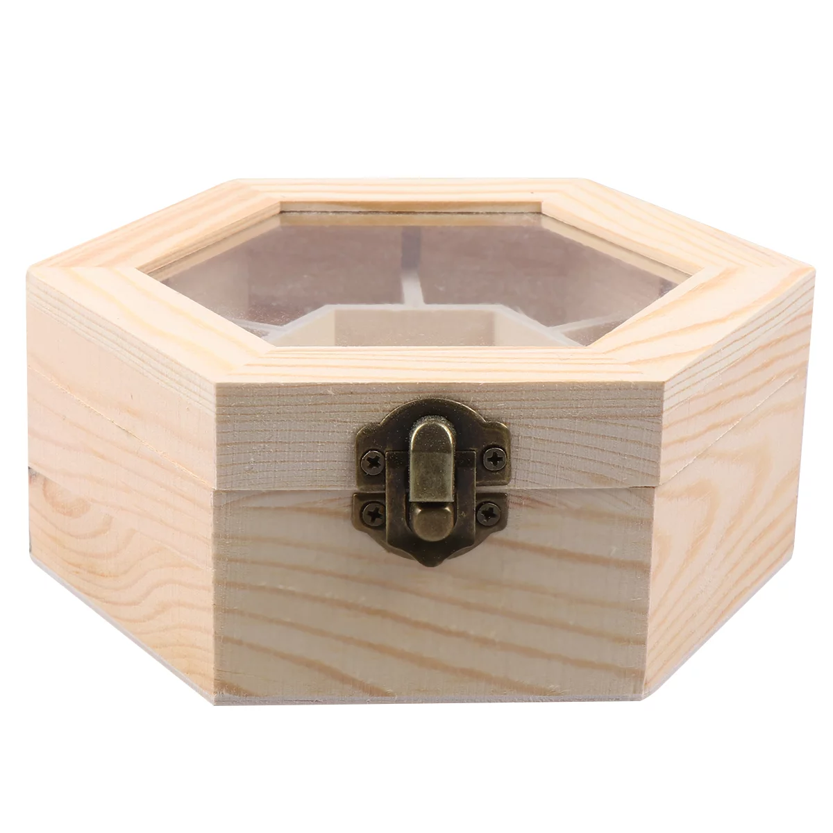 NUOLUX 1pc Wooden Jewelry Box Handmade Hexagon Storage Box Lightweight Snow Clay Jewelry Box DIY Jewelry Box