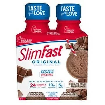 SlimFast Original Creamy Milk Chocolate Meal Replacement Shakes, 4 count, 11 fl oz (Pack of 48)