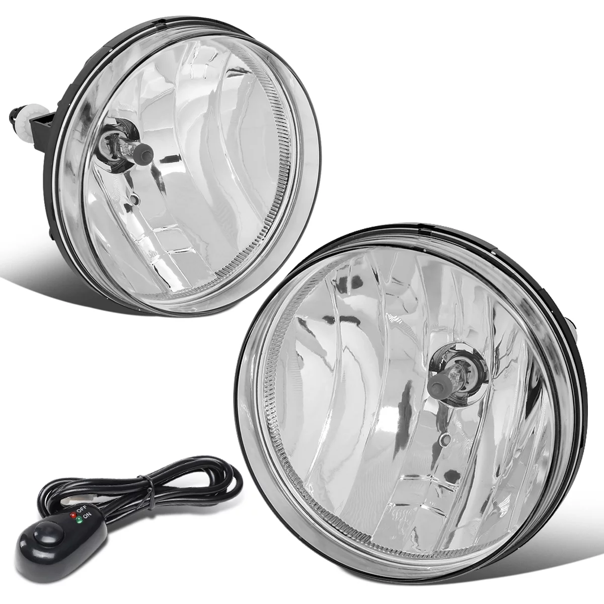 DNA Motoring FL-ZTL-315-CH For 2007 to 2014 GMC Sierra Pair Bumper Driving Fog Lights + Wiring Kit + Switch (Clear Lens) 08 09 10 11 12 13