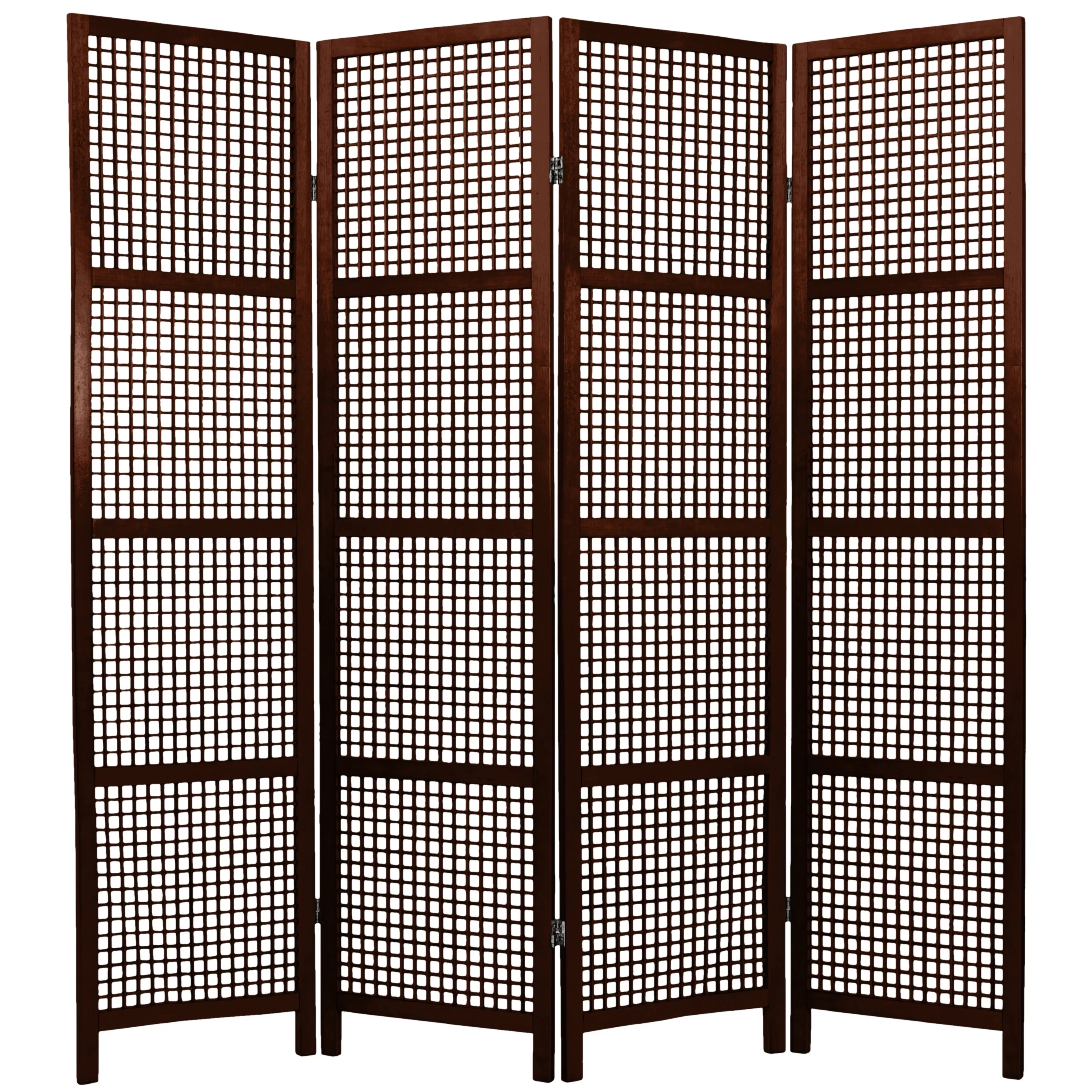 Oriental Furniture 6 ft. Tall Miyagi Shoji Screen - 4 Panel - Walnut