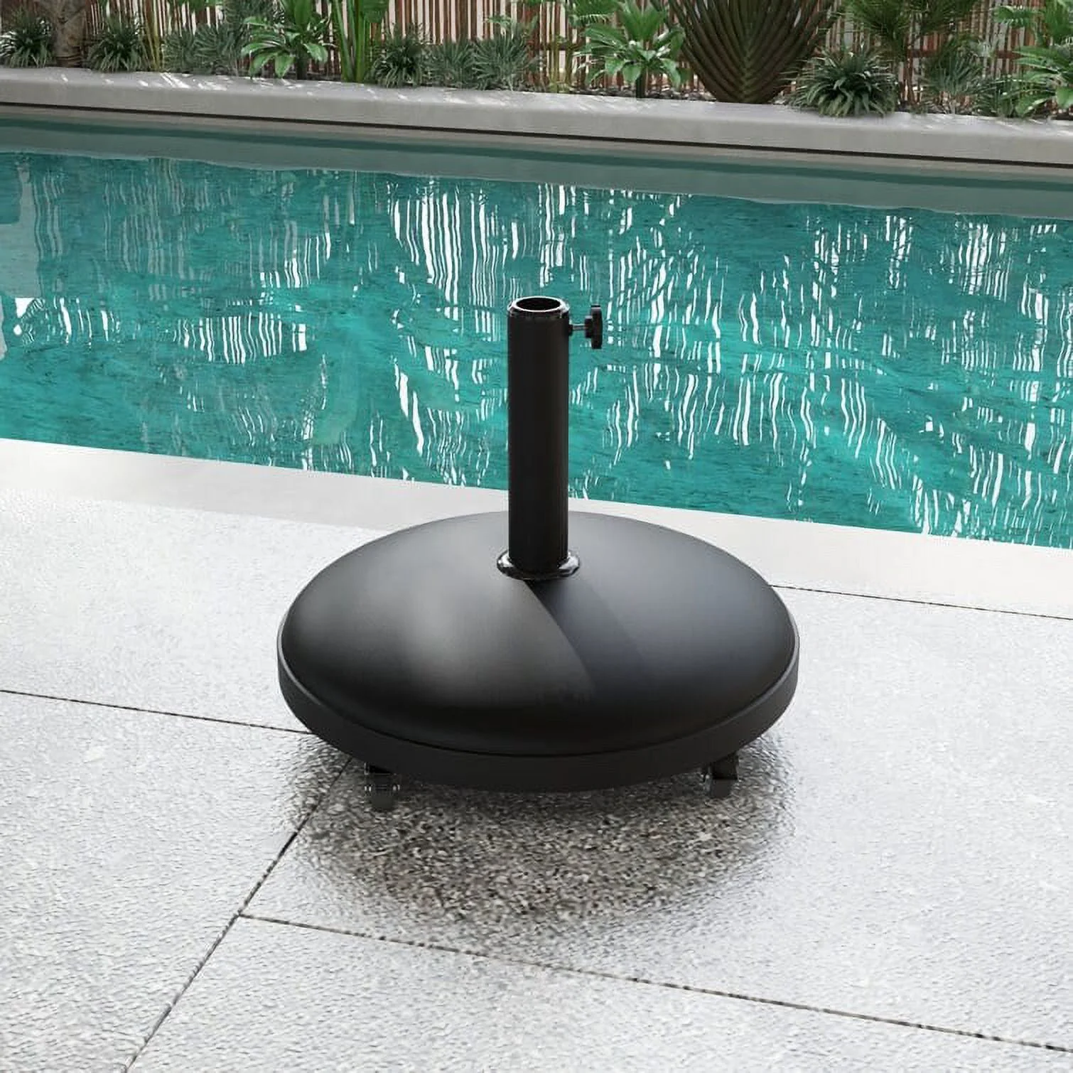 55 lb Patio Heavy Duty Concrete Round Umbrella Base with Wheels