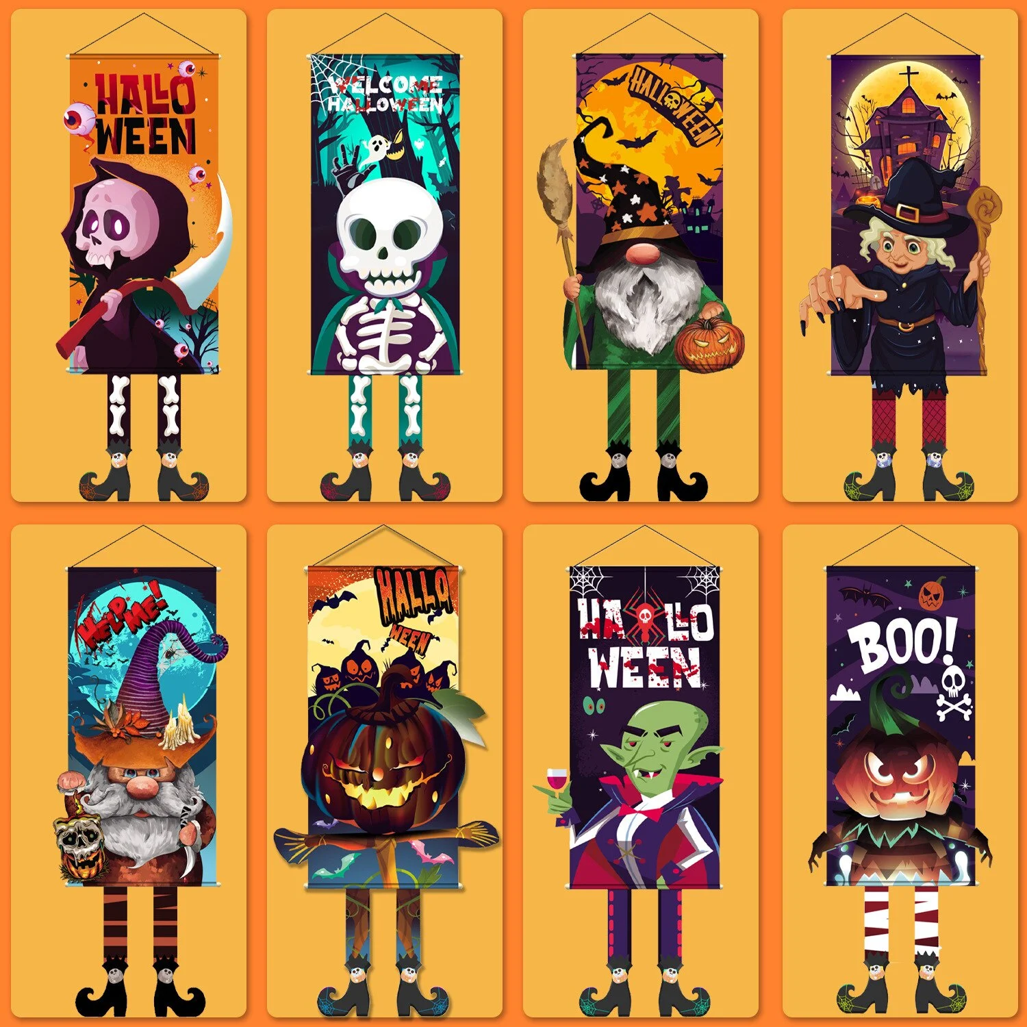 Halloween Horror Hanging Flag Hanging Decoration Witch Pumpkin White Ghost Gate Hanging Ghost Festival Decoration Supplies