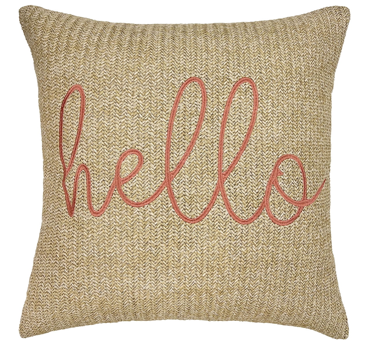 Better Homes & Garden Hello Reversible Tropical Outdoor Pillow with Satin Embroidery, 19