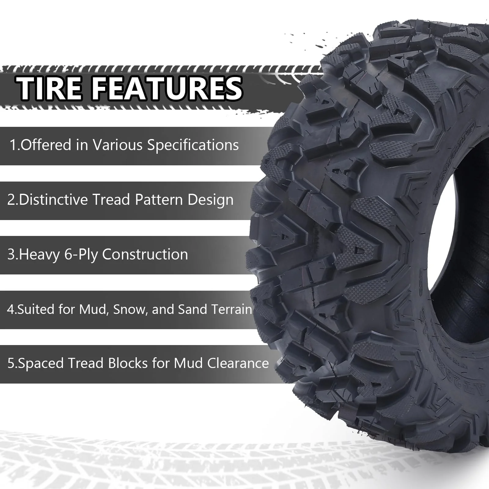 Tropow ATV/UTV Tires 26x12-12 6PR Professional Terrain Off-Road Tires, 2 Pack