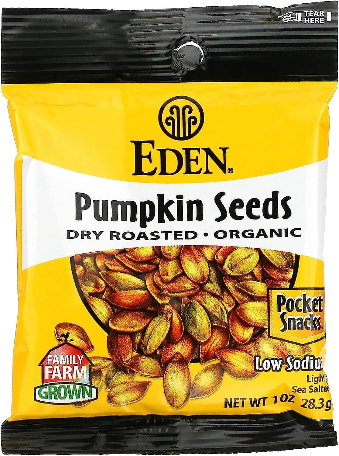 Eden Foods, Organic, Pocket Snacks, Pumpkin Seeds, Dry Roasted, 12 Packages, 1 oz (28.3 g) Pack of 2