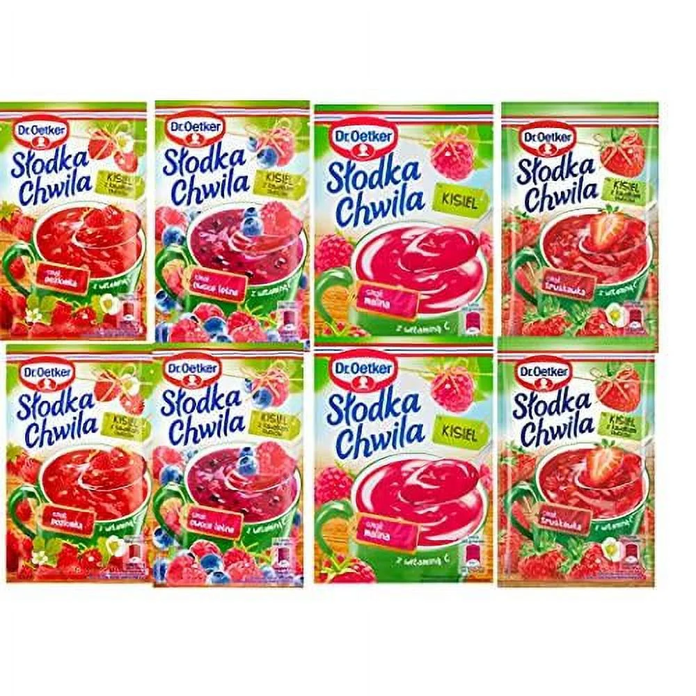 DR OETKER SLODKA CHWILA KISIEL VARIETY MIX 8PACK STRAWBERRY 2 RASPBERRY 2 FOREST FRUIT 2 WILD STRAWBERRY 2 8X31 5G EUROPEAN JELLY DESSERT