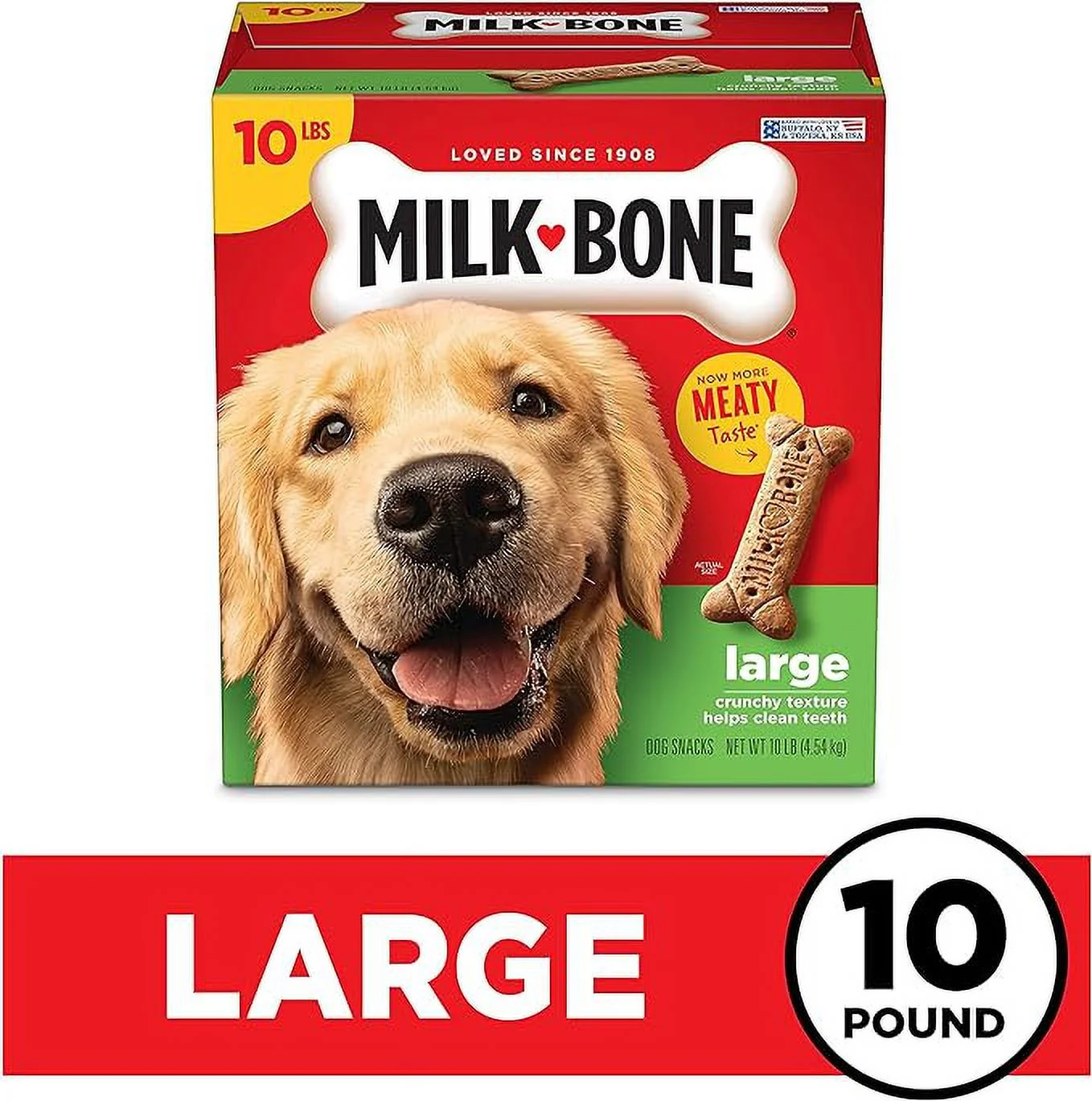 Milk-Bone Original Dog Treats for Large Dogs, 10 Pound, Crunchy Biscuit Helps Clean Teeth