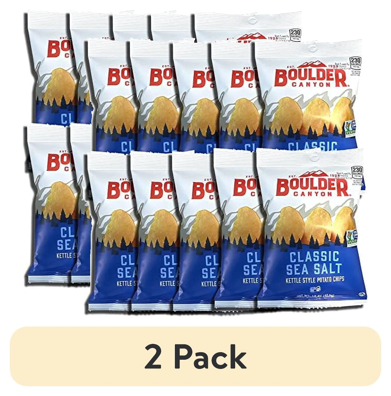 (2 pack) Kettle Style Potato Chips from Boulder | 1.5 Oz | (Sea Salt, 10 Bags)