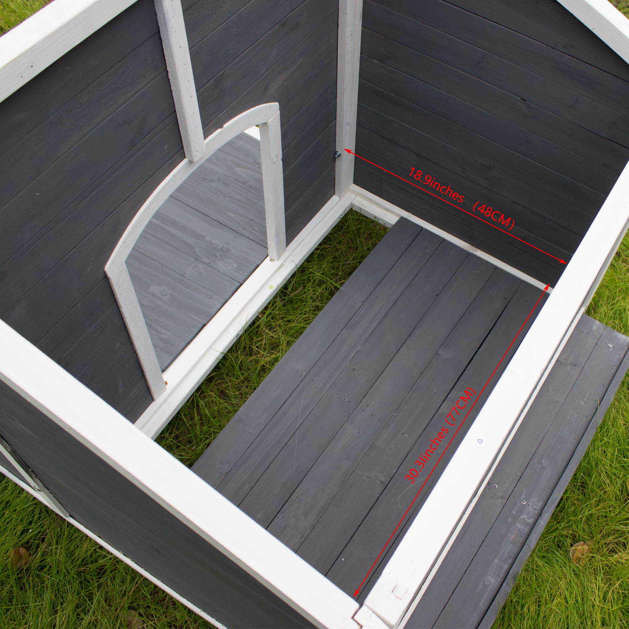 TheirNear 39.4inch Wooden Dog House, Waterproof, Windproof and Warm Puppy Shelter Dog Cage with Porch Deck