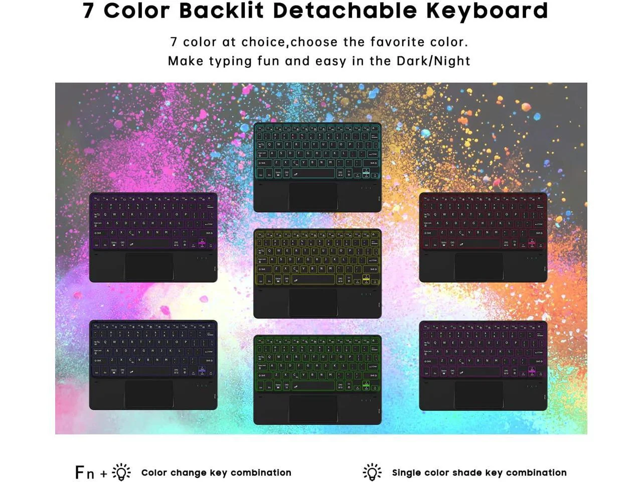 Backlit Touch Case with Keyboard for iPad 10th Generation 10.9 inch 2022 Multi-Touch Trackpad - Detachable Wireless Keyboard Cover with Pencil Holder