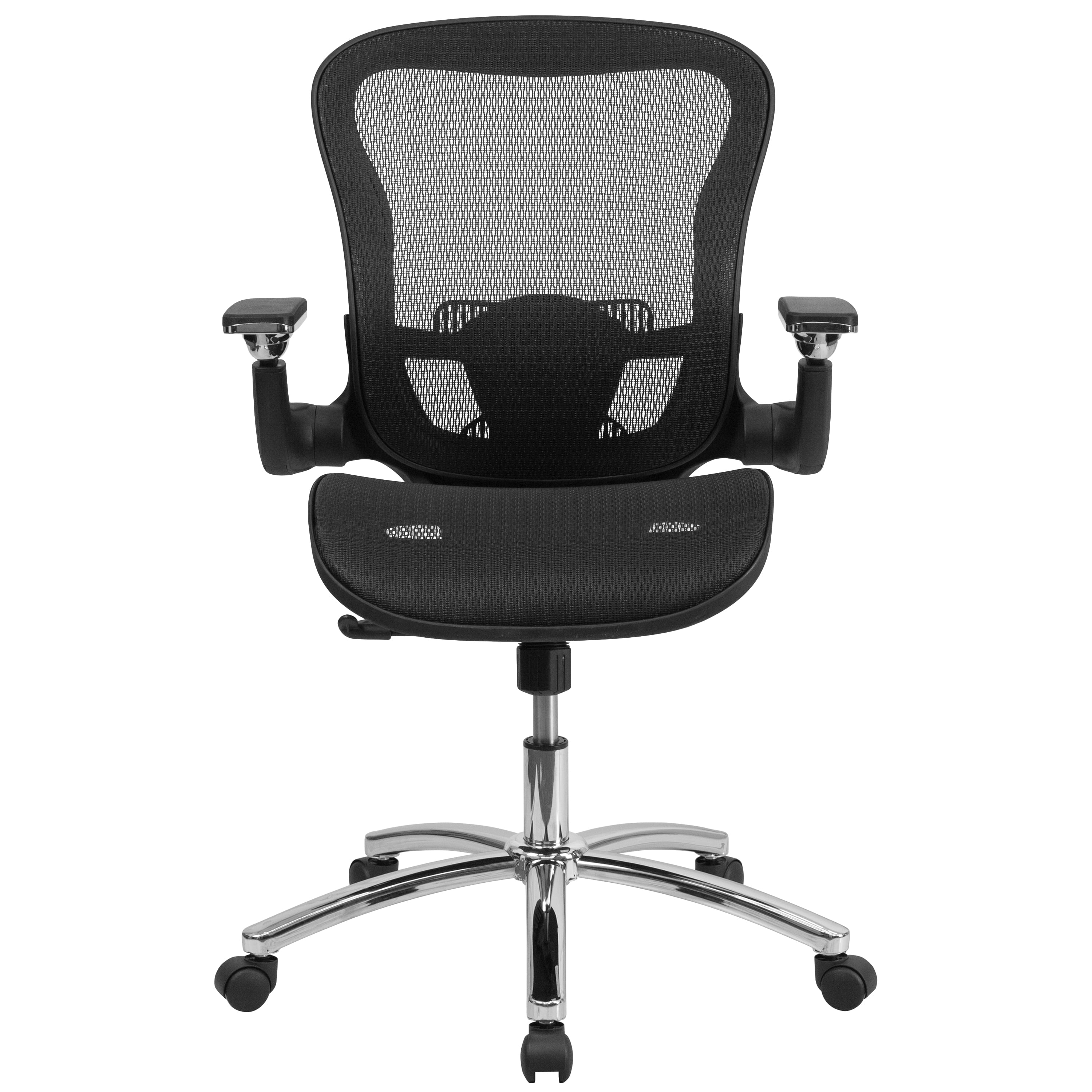Emma + Oliver Mid-Back Transparent Black Mesh Synchro-Tilt Swivel Ergonomic Office Chair