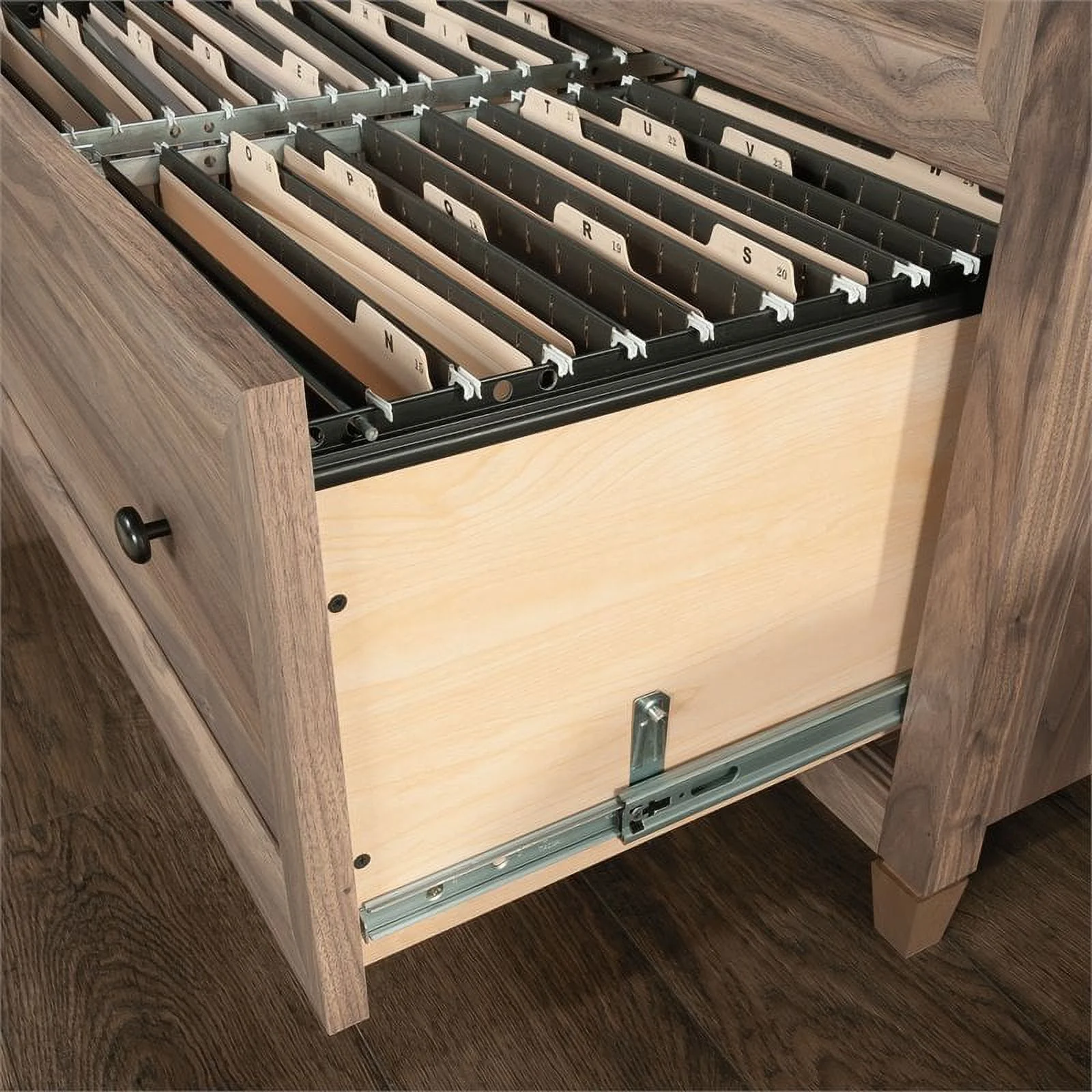 Pemberly Row Engineered Wood 2-Drawer Lateral File Cabinet in Washed Walnut